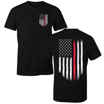 Thin Red Line Pompier Tricou statele UNITE ale americii Flag Patriotic T-Shirt