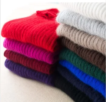 Femei jderul de catifea nurca pulover guler scurt slim mediu-lung de proiectare de bază tricotate termică pulover de cașmir