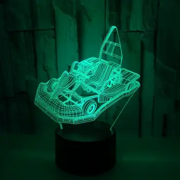 Sursa Kart 3d Colorate Lampa de Cadouri Personalizate 3d Lumina de Noapte Mici Touch Remote Usb cu Led-uri Copii Lampa Luminaria De Mesa