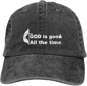 Dumnezeu este Bun Tot Timpul Clasic Unisex Pălărie de Cowboy Șofer de Camion Capac Șapcă de Baseball Adult Reglabil Denim Tata Pălării