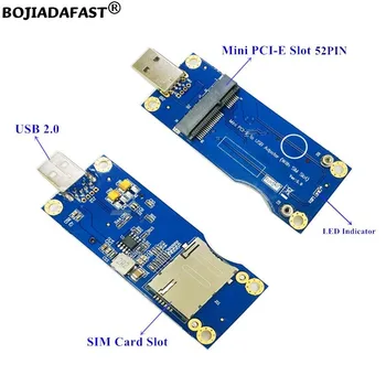 Mini PCI-E 52PIN PCIe la USB 2.0 Adaptor Convertor de Carduri cu Slot SIM pentru GSM GPS GPRS, WLAN WWLAN 3G 4G LTE Modem