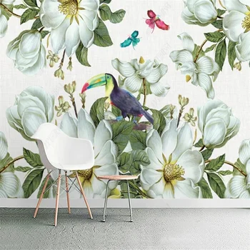 European Retro Floare Papagal Personalizate De Hârtie De Perete Pentru Camera De Zi Canapea Fundal Tapet De Perete Home Decor Mural Decor Dormitor