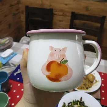 Drăguț porc fericit cană de ceramică Moda fete copii de mare capacitate cana de lapte