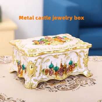 Creative europene email culoare metal zinc din aliaj de bijuterii cutie de bijuterii Retro cutie de depozitare nunta Creative high-end flip caseta de bijuterii