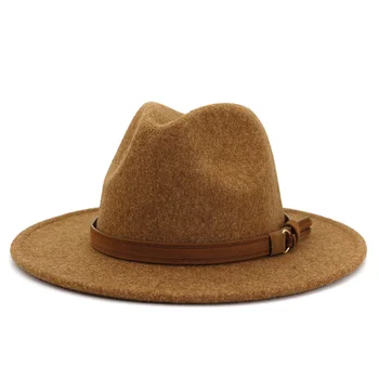 2021 Moda de Înaltă Calitate din Lână femeile s-au Simțit Jazz Pălării Fedora Catarama Decor Unisex Margine Largă Panama Petrecere Trilby bărbați Capac