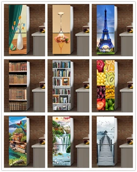 Personalizat Frigider Autocolant de Artă Peisaj fructe Ușa frigiderului Acoperă Tapet Bucatarie Accesorii Moderne Agățat de Perete