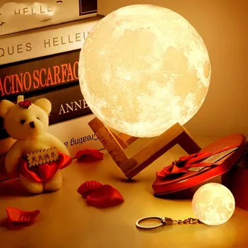 Reîncărcabilă Luna Lampă 16 Schimbare de Culoare de Lumină 3D Touch Comutator de Imprimare 3D Lampa Luna Dormitor Bibliotecă Lumina de Noapte Cadouri Creative