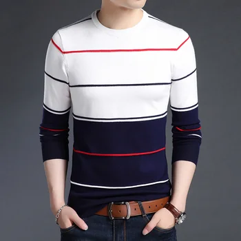 Noi 2023 Brand de Moda Pulover Barbati Pulover cu Dungi Slim Fit Jumperi Knitred Lână Toamna coreeană Stil Casual Barbati Haine XXXL