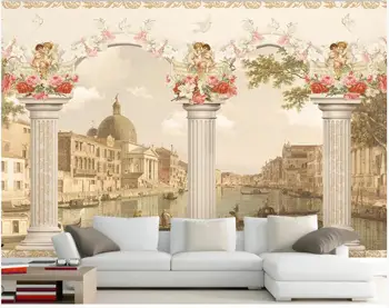 3d picturi murale tapet oraș European Roman coloana înger de fundal living home decor personalizat fotografie tapet pentru pereți 3 d
