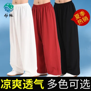 De bumbac și Lenjerie de Tai Ji Pantaloni pentru Bărbați și Femei de Primăvară și de Vară de Arte Marțiale Pantaloni pantaloni bufanți Practică Pantalonii Tai Ji Costum de Box