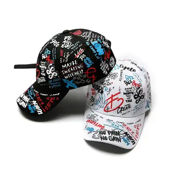 2021 Noi Unisex, Femei, Bărbați Pălării Reglabil Alb-Negru Imprimare Color Graffiti-potrivire Șapcă de Baseball pentru barbati Femei