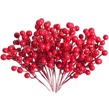 20 Pack 8inch de Crăciun Artificial fructe de Padure Rosii Tulpini pentru Pomul de Crăciun,DIY de Crăciun Coroană de flori,Vacanță și Decor Acasă
