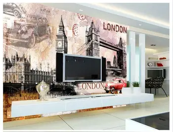 Foto personalizat tapet 3d tv de perete de hârtie picturi murale European de fundal de perete Big Ben clock tower bridge tapet pentru camera de zi