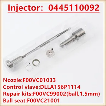 diesel injector kituri de reparații, duza DLLA156P1114 supapa F00VC01033, inele de etanșare, minge pentru 33800-4A000, 0445110092