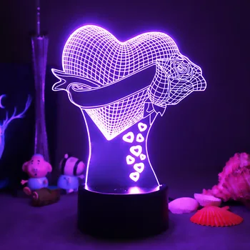 Acril 3D Lampa USB LED Lumina de Noapte Petrecere de Aniversare, Cadou de Nunta de Decorare Veioza Decor Acasă de Dragoste Inima Lampa de Cadouri de Anul Nou