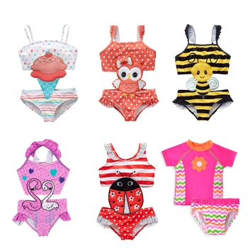 2021 De Vară Pentru Copii Fete De Costume De Baie Beach Design Drăguț 1-8 An Flamingo Costume De Baie Pentru Sugari Bikini Una Bucata Fata De Înot Purta