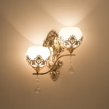 Lampa de perete lampă de noptieră dormitor European gold cap dublu led TV living fundal lampă de perete coridor scara de lumină