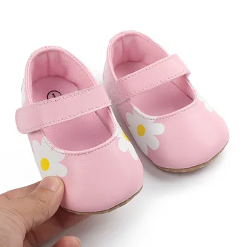Moda Toamna Toddler Copii Fete Băieți Pantofi Casual Crib Pantofi din Piele Floral Alunecare pe Pantofi pentru Copii 0-18M
