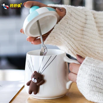 Noi Suporta rezistente la căldură ceașcă de culoare desene animate cu capac cana de lapte pisoi cafea cana de ceramica pentru copii cupa cadouri de birou
