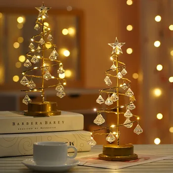 LED-uri de Crăciun de Cristal Lumini de Crăciun Cadouri de Cristal Copac Birou Lampa de Noapte cu Baterie de Lumină pentru Petrecerea de Nunta Decor de Vacanță