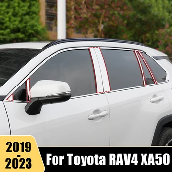 Inoxidabil cu Efect de Oglinda Geamul Mașinii Pilon Posturi Acoperă Benzi Tapiterie Autocolante Pentru Toyota RAV4 XA50 2019-2021 2022 2023 RAV 4 Hybrid