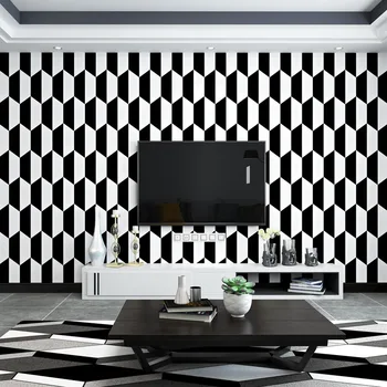 Alb și negru Tapet Modern, Minimalist Stil Nordic Geometrice Camera de zi Dormitor Restaurant TV de Fundal Tapet de Perete