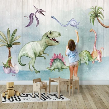Personalizate 3D 8D tapet mural dinozaur bord din lemn pentru copii camera dormitor de fundal decorare perete pictura