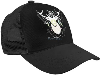 Coarne de cerb Craniu de Vânătoare Dreamcatcher Femeie Bărbat Unisex Pălărie Mingea Plasă Cap Pălării Negre