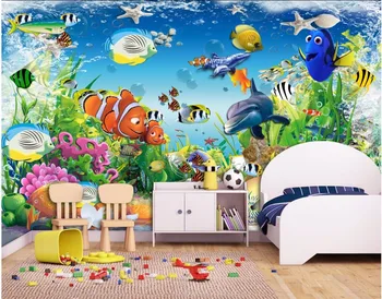 WDBH personalizate murale 3d foto tapet pe un perete mare pește delfin camera copiilor decor acasă 3d picturi murale tapet pentru perete 3 d