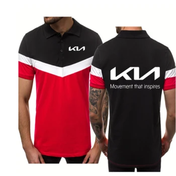 NOUA Moda de Vara tricou polo Barbati KIA MOTORS Logo-ul de Imprimare Despicare Casual cu maneci scurte din Bumbac de Înaltă Calitate pentru Bărbați topuri