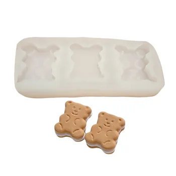 3 Cavitate de Urs Biscuit Silicon Lumânare Mucegai Fondant Lumanare Aromatherapy, Accesorii DIY Tort de Ciocolată Decorare Mucegai Manual