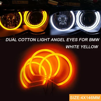 4x146mm Alb Galben LED Angel Eyes de Zi Lumina pentru BMW E46 Vorfacelift 1998~2001 Inel de Semnalizare Lumini
