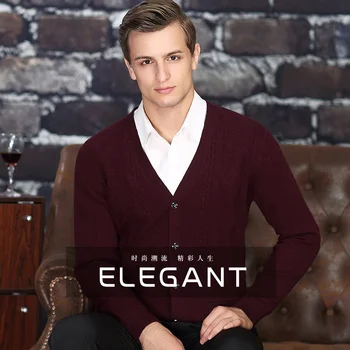 pur pulover pentru Bărbați de lână pulover V-neck cu 200% îngroșat cardigan tricotate haina