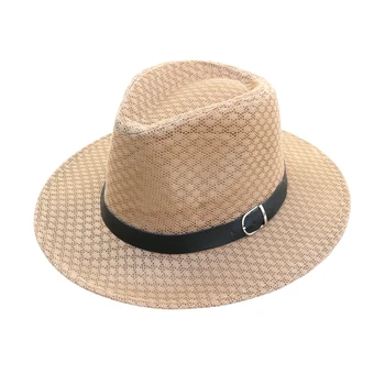 2018 Cald Pălărie de Soare din Piele Lanț Plat cu Boruri Largi Pălării de Vară pentru Bărbați Plajă, Pălării Chapeau de Ventilație