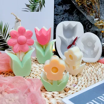 3d Flori Lumânare cu miros de Mucegai Silicon DIY coreeană Stil Simplu Tulip Lumânare Mucegai de Luare de Săpun Provizii de Sapun Mucegai Mucegai Ciocolata