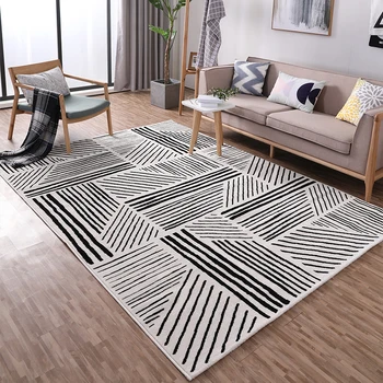 Nordic alb și Negru model geometric covor ,de dimensiuni mari covorul din camera de zi, teren mat , Pastorală acasă decorare podea mat