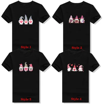 Femei de Valentine Tricouri Drăguț Trei Gnomi Dragoste Inimile Tricou pentru Ziua Îndrăgostiților Graphic Tee Topuri Cadou Femei Îmbrăcăminte