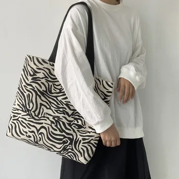 Youda Design Model Zebra Japoneze Femei De Moda Casual Panza De Sac De Mare Capacitate, Saci De Umăr Tote Genți De Mână De Cumpărături