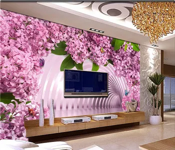 Personalizat murală pictor Nordic creative tapet dormitor 5D perete de fundal pânză 3D spațiu de expansiune frumusete roz fluture floare