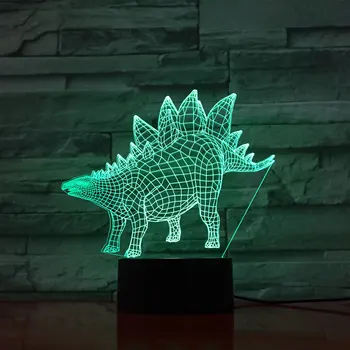 Dinozaur 3D Lampă Lumina de Noapte În 7 Culori Acrilice Atingere de Buton Lampă de Masă USB Somn de Iluminat Decor Dormitor pentru Copii Cadouri Picătură Navă