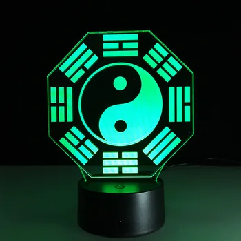 Chineză Predicție Feng Shui Taiji Bagua Lampa Yin Yang Tai Chi Acht Trigramme Trigram Lumina De Noapte Home Office Lampă De Masă